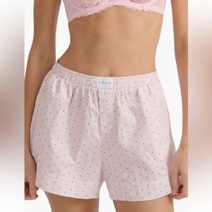 Kat the Label Henry Heart Pink Heart-Print Boxer Pajama Shorts